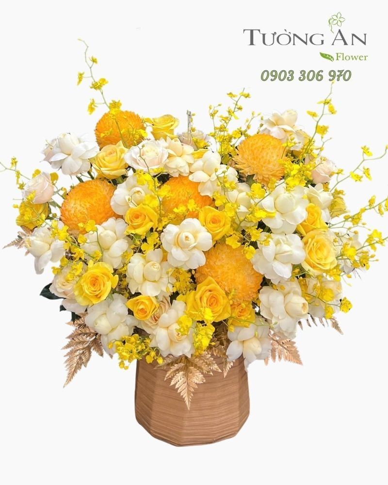  Hoa Cắm Hộp Ánh Vàng Tinh Khôi - HCH125 