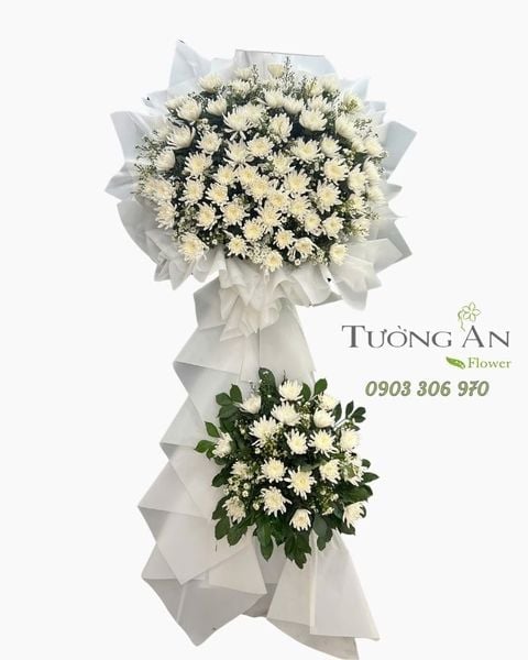 Vòng Hoa Chia Buồn Tuyết Trắng An Nhiên - HTL49