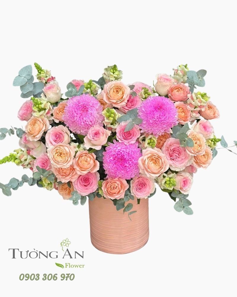  Hoa Cắm Hộp Bình Minh Phấn Ngọc- HCH101 