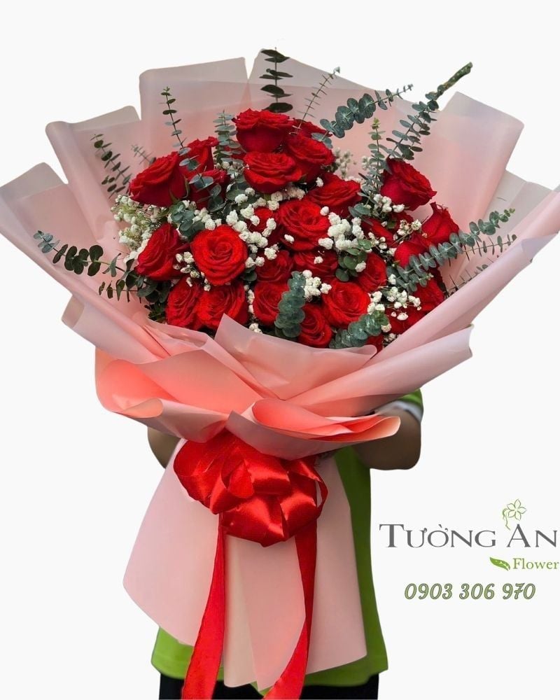  Bó Hoa Đỏ Một Đời Thương - HBD34 