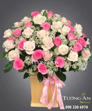  Hoa Cắm Hộp Sắc Hồng - A140 