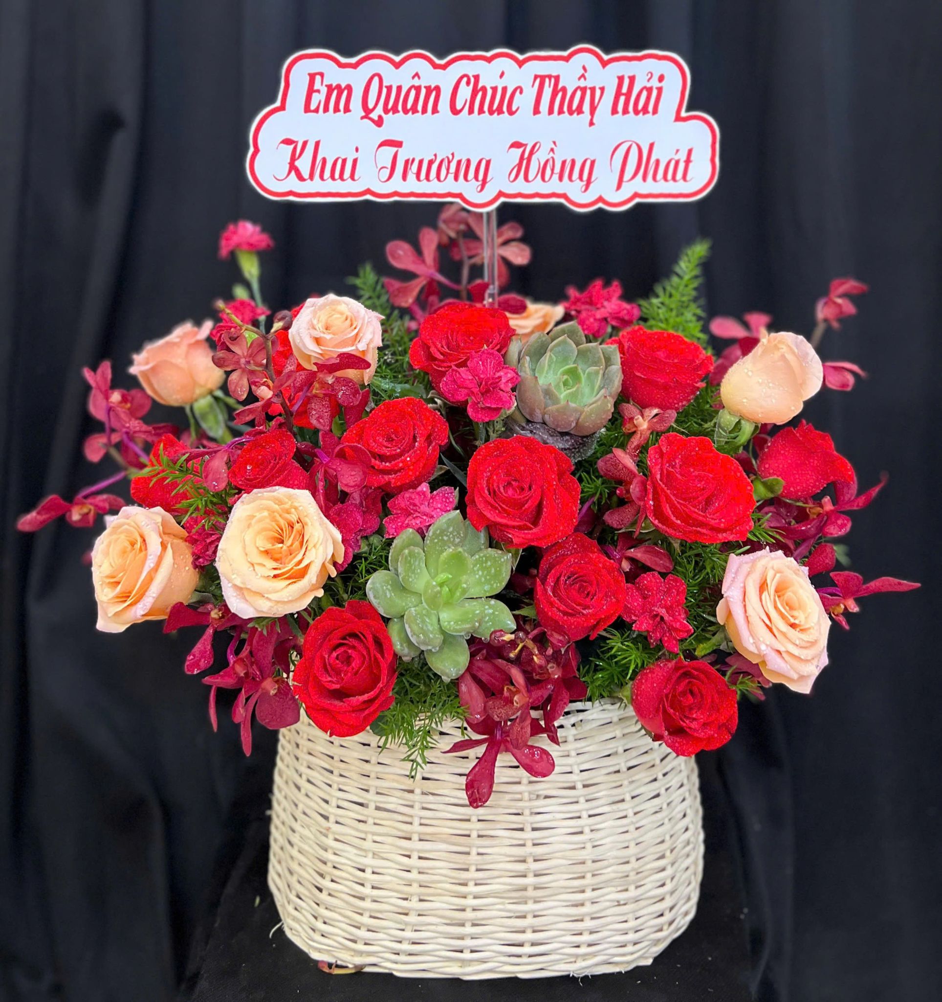  Giỏ Hoa Son Vĩnh Cửu - GH37 