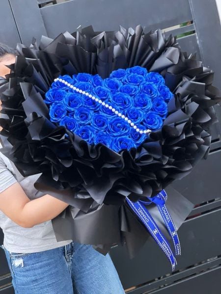 Bó Hoa Sáp Trái Tim Xanh Vĩnh Cửu - HST04