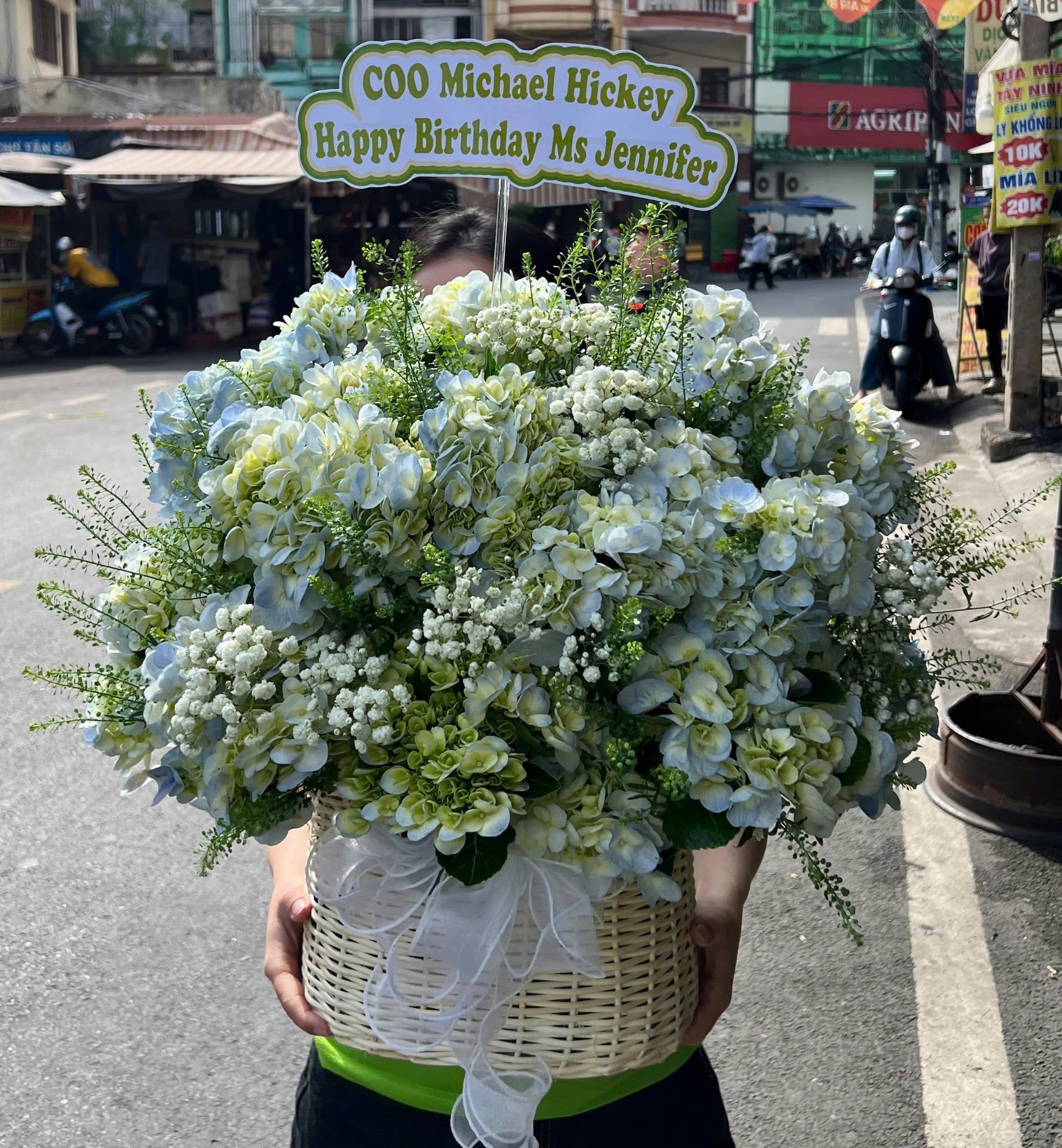  Giỏ Hoa Lam Sương Thanh Khiết - GH33 