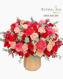  Hoa Cắm Hộp Hồng Đỏ Nồng Nàn - HCH127 