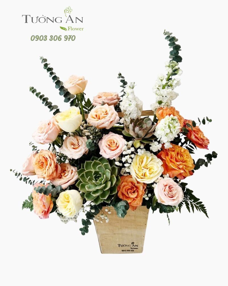  Hoa Cắm Hộp Hoa Sắc Hoa Thanh Xuân - HCH114 