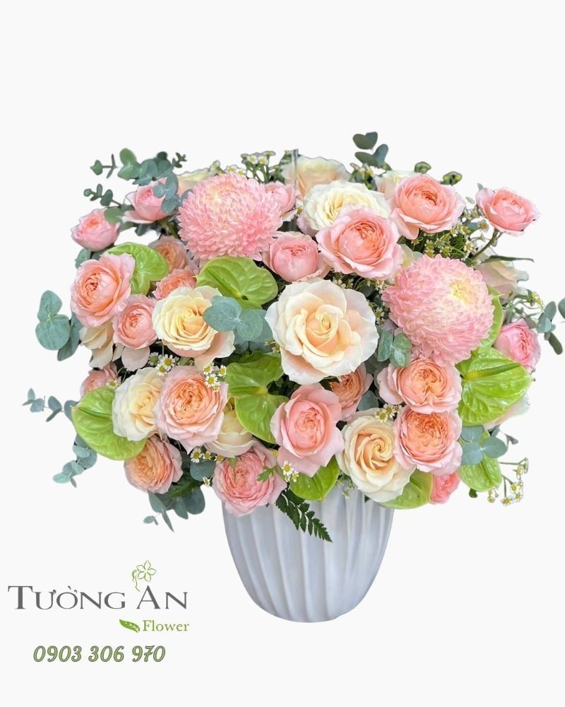  Hoa Cắm Hộp Ngọc Sương Hồng- HCH102 