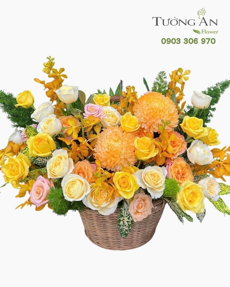  Giỏ Hoa Ánh Vàng Phồn Hoa - GH40 