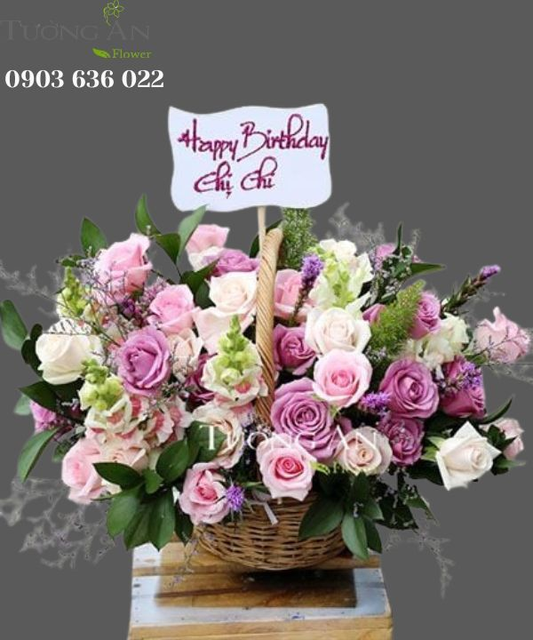  Giỏ Hoa Tím Mộng Mơ - S64 