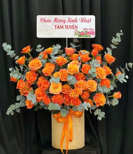 Hoa Cắm Hộp Cam Diễm Khởi Sắc - HCH96