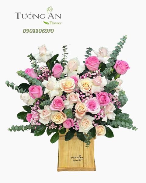 Hoa Cắm Hộp An Nhiên Hồng Phấn - HCH38