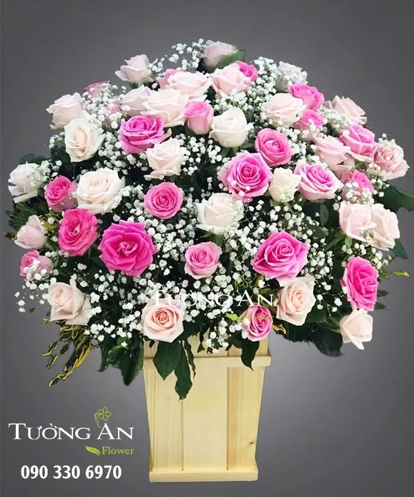  Hoa Cắm Hộp Hồng Xinh - A145 