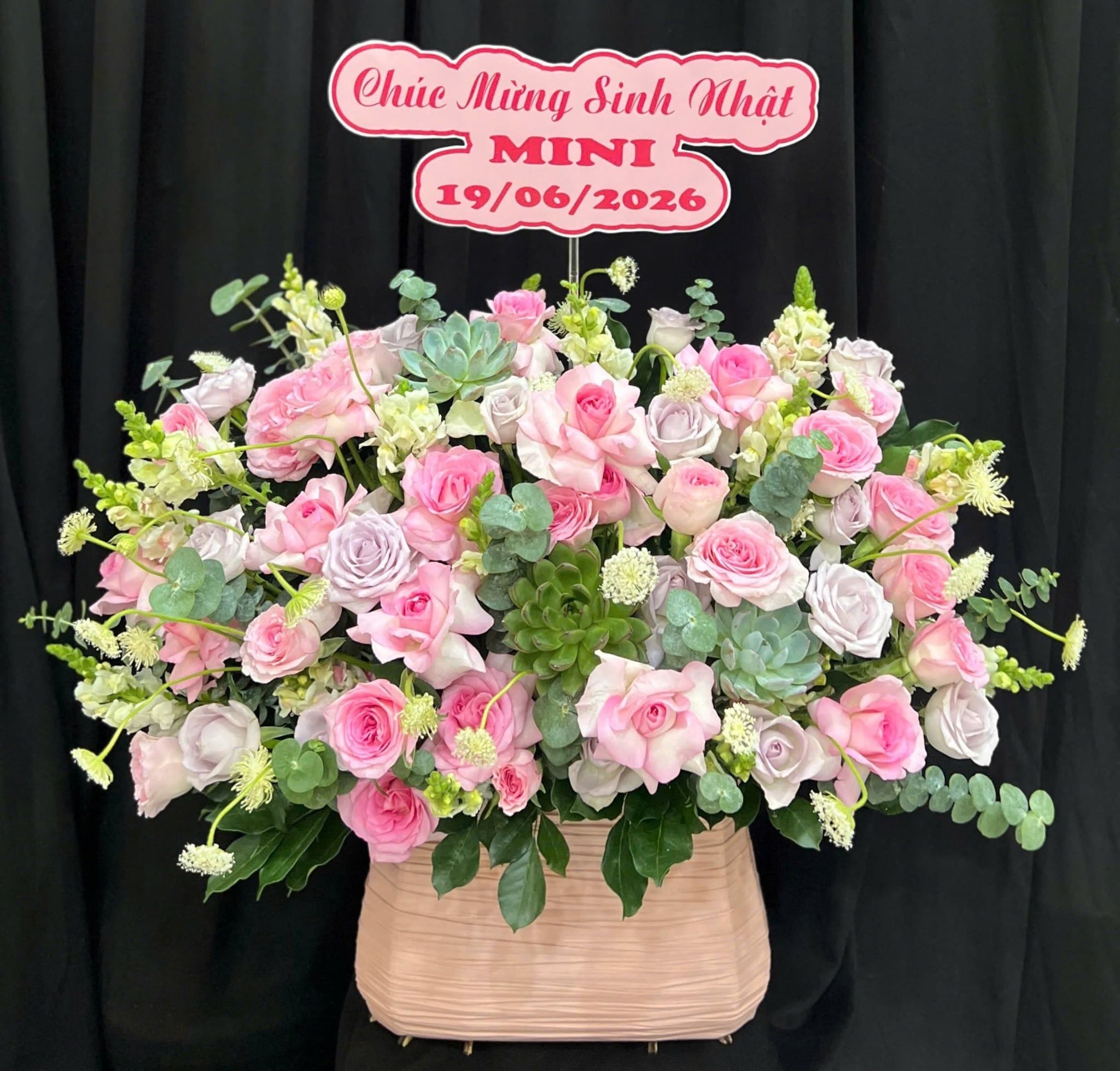  Hoa Cắm Hộp Vườn Hồng Bình Yên - HCH155 