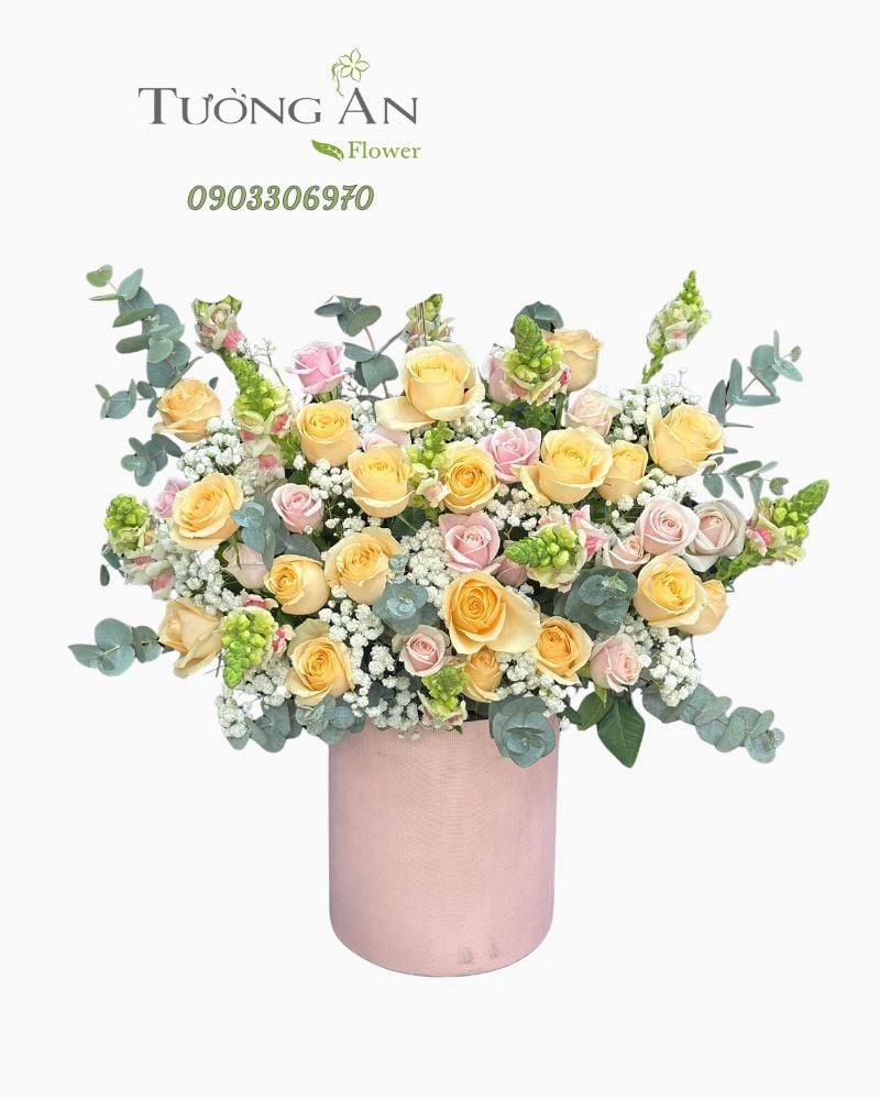  Hoa Cắm Hộp Ánh Ban Mai Dịu Ngọt - HCH39 