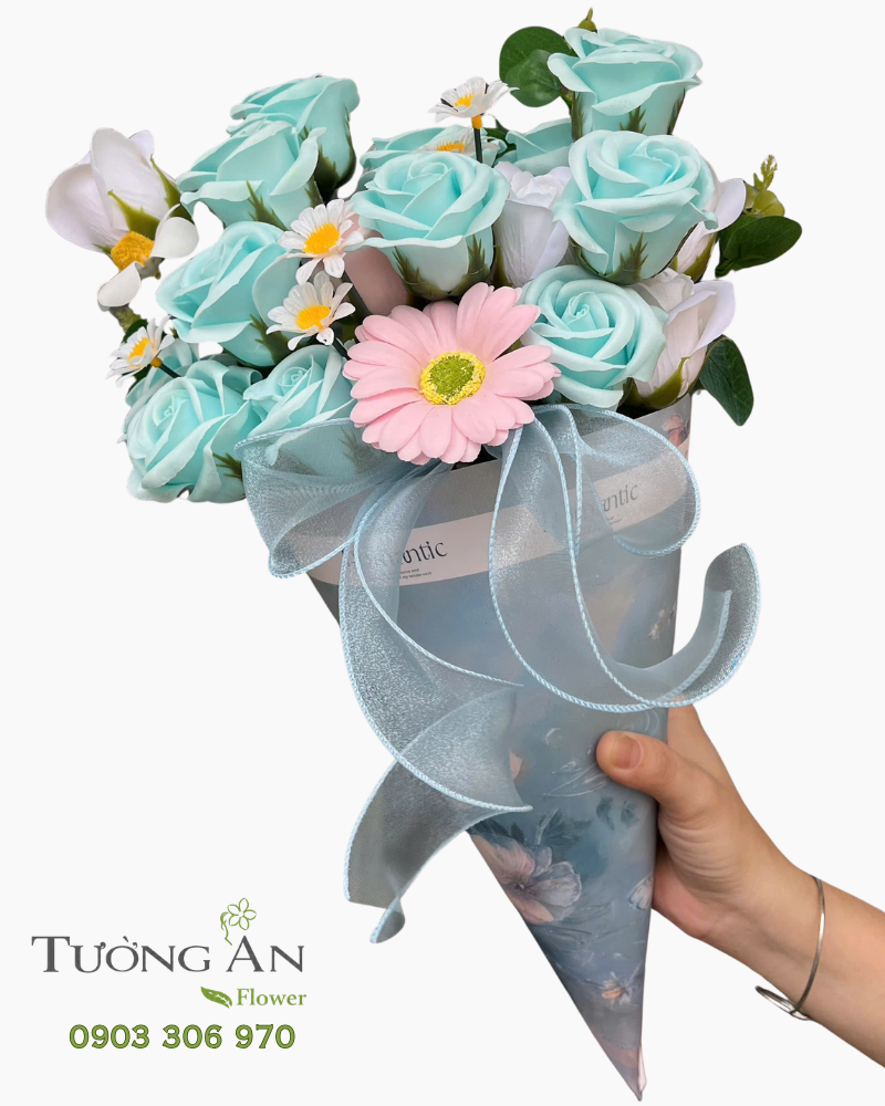  Bó Hoa Sáp Sắc Xanh Dịu Mát - HST32 