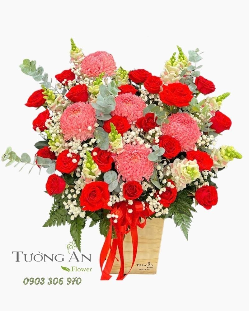  Hoa Cắm Hộp Nắng Hồng Rạng Rỡ- HCH105 