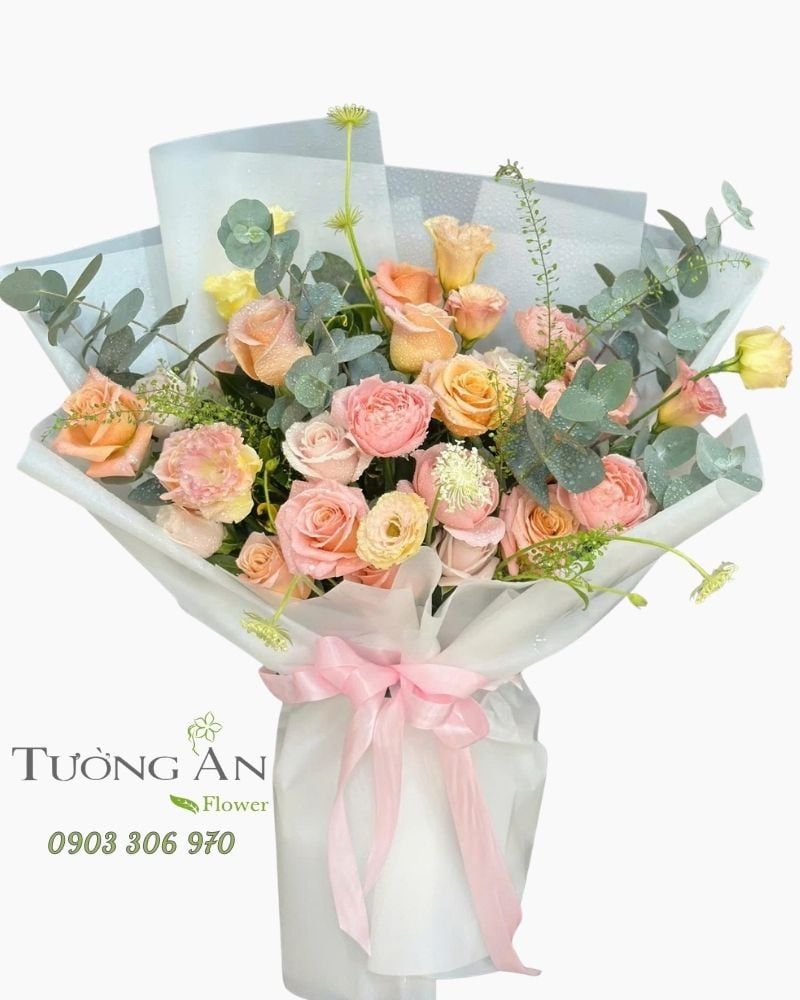  Bó Hoa Đào Hồng Nhẹ Nhàng - HBD86 