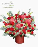  Hoa Cắm Hộp Đỏ Hồng Phồn Hoa - HCH130 