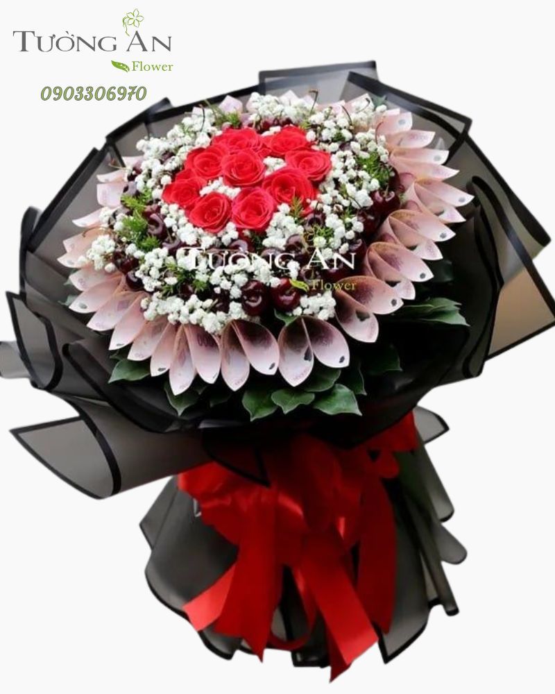  Bó Hoa Tiền Và Cherry - A136 