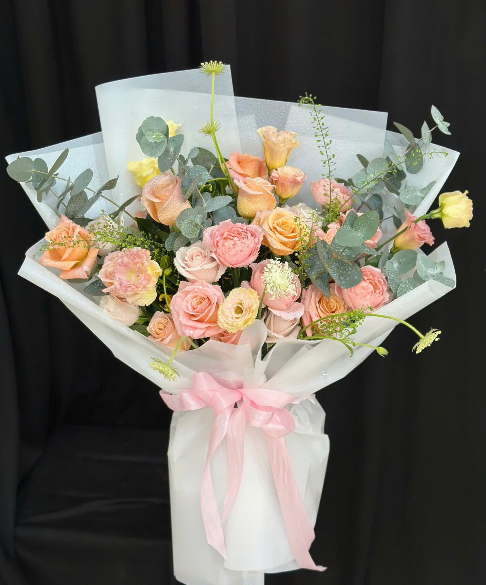  Bó Hoa Đào Hồng Nhẹ Nhàng - HBD86 
