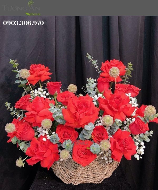  Giỏ Hoa Đỏ Vĩnh Cửu - MM176 