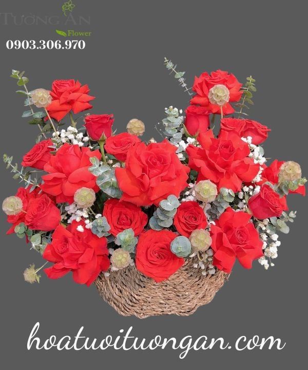  Giỏ Hoa Đỏ Vĩnh Cửu - MM176 