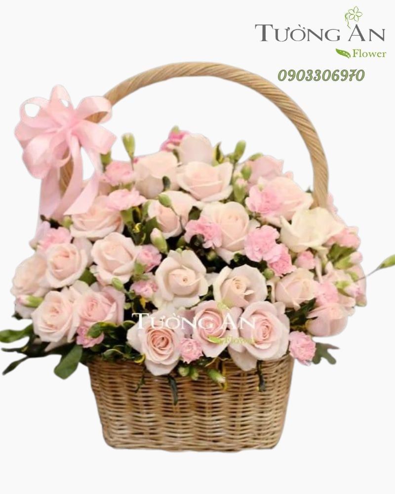  Giỏ Hoa Duyên Hồng - A313 