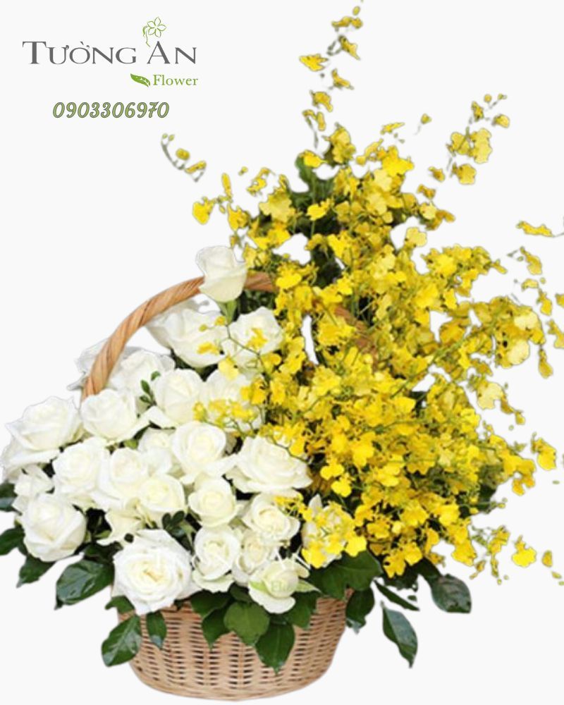  Giỏ Hoa Hồng Trắng - S249 