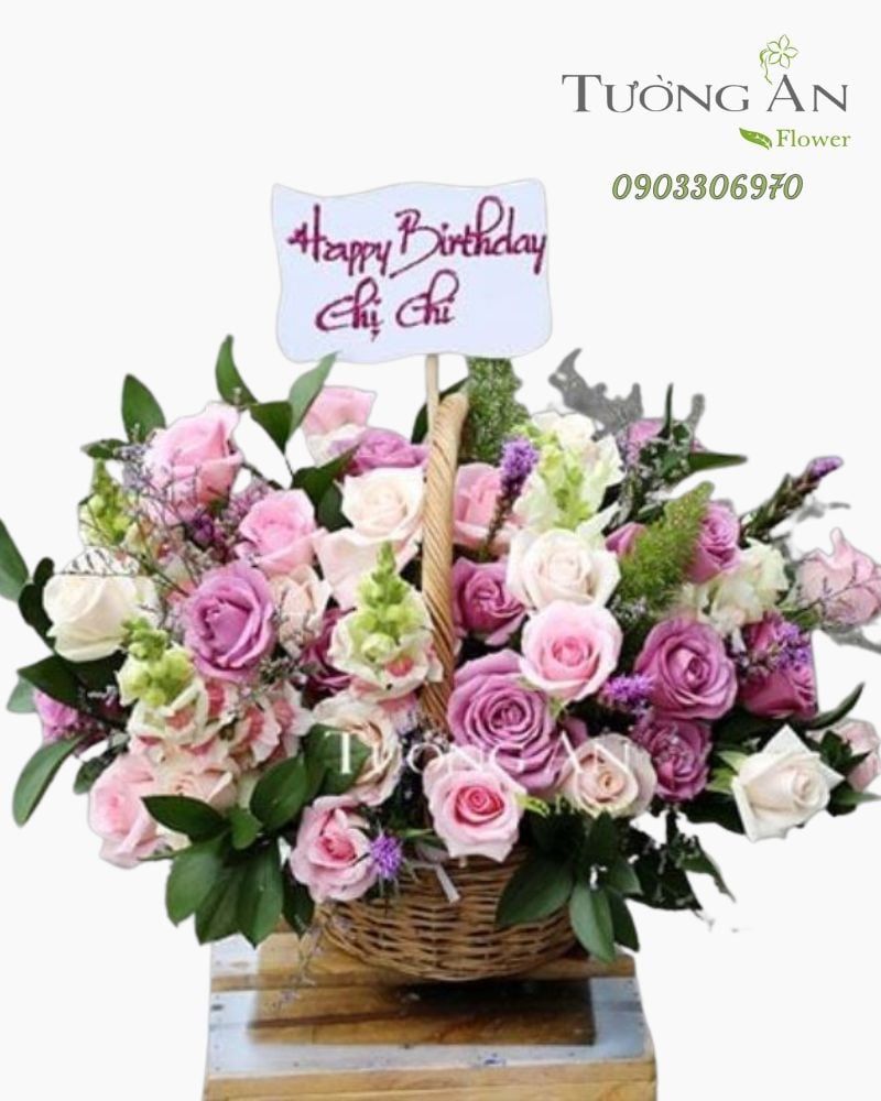  Giỏ Hoa Tím Mộng Mơ - S64 