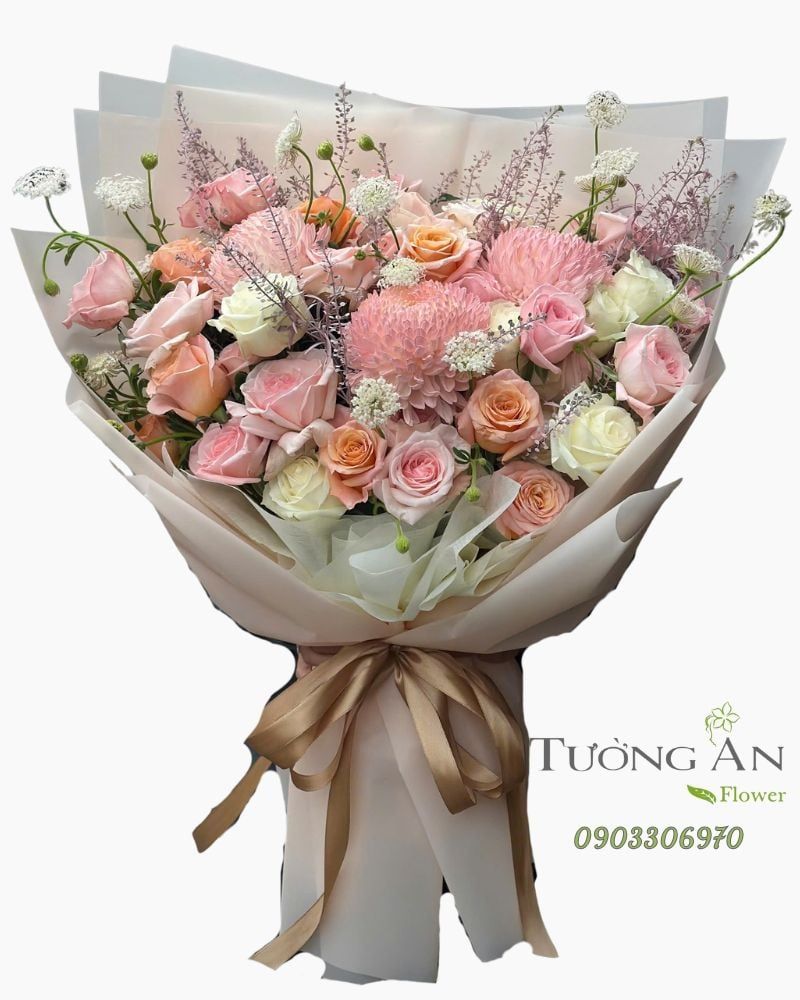  Bó Hoa Sắc Hồng Dịu Êm - HBD24 