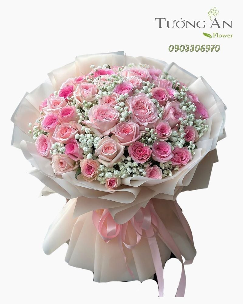  Bó Hoa Phấn Hồng Tinh Khôi - HBT09 