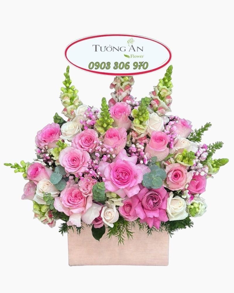  Hoa Cắm Hộp Hồng Ngọt Dịu Êm - HCH03 
