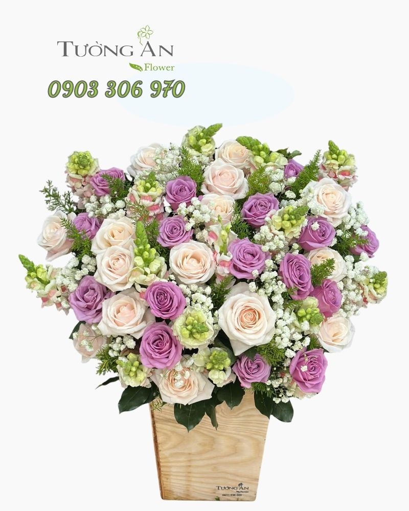  Hoa Cắm Hộp Dịu Dàng Thanh Khiết - HCH04 