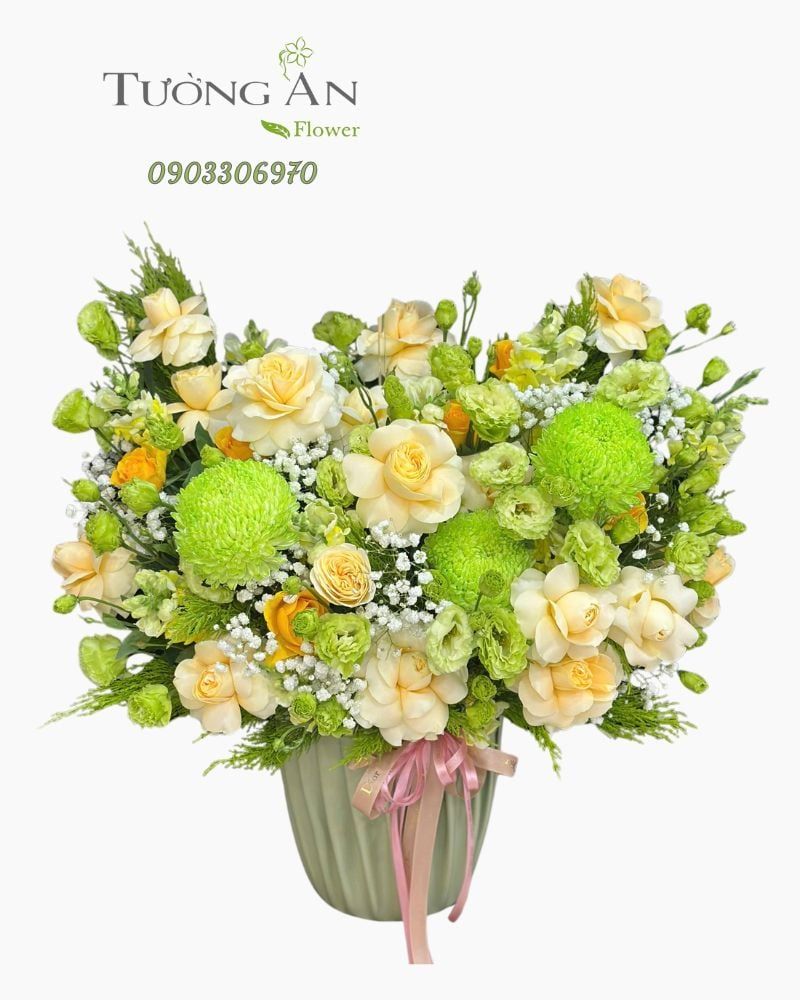  Hoa Cắm Hộp Sắc Xanh An Lành - HCH50 