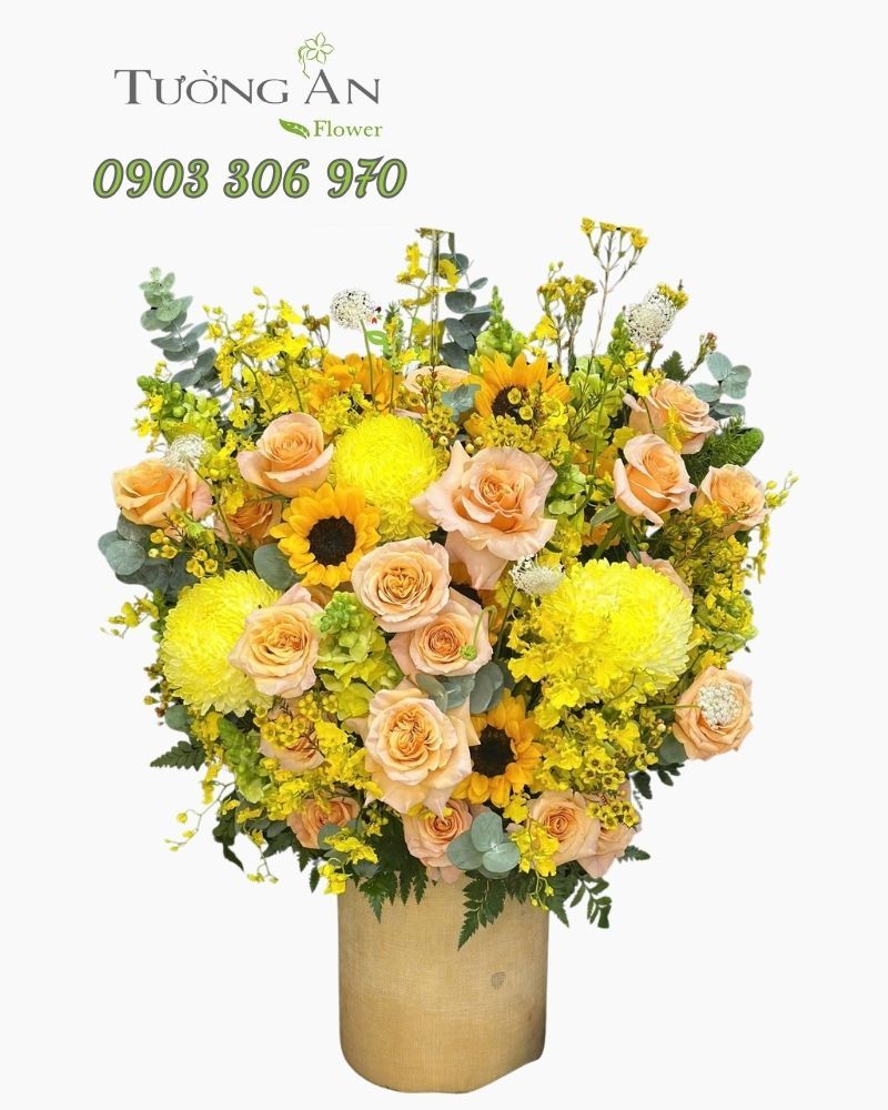  Hoa Cắm Hộp Nắng Vàng Rộn Rã - HCH16 