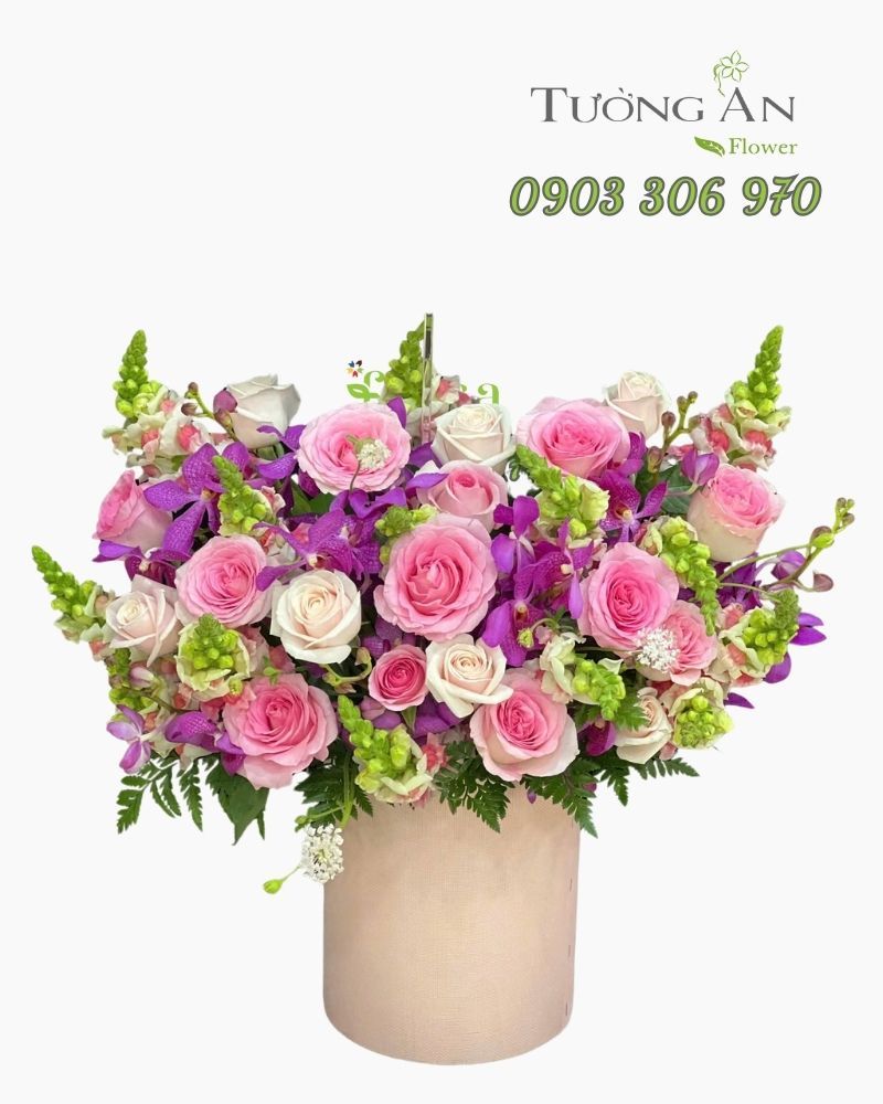  Hoa Cắm Hộp Hồng Tím Thì Thầm - HCH20 