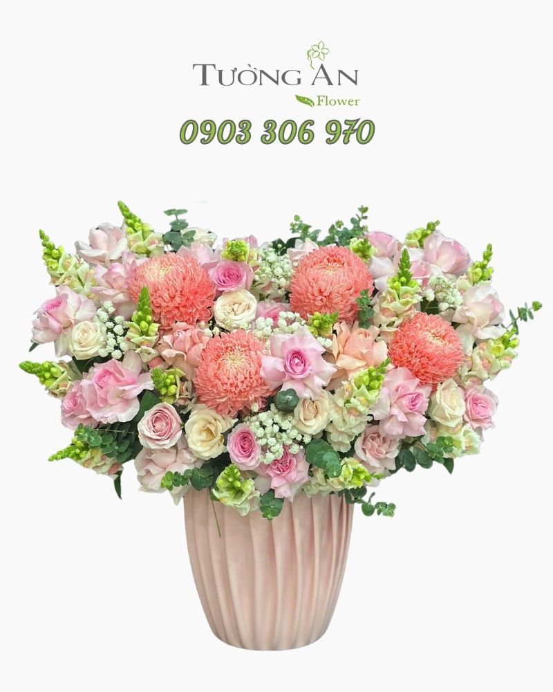  Hoa Cắm Hộp Phấn Hồng Dịu Ngọt - HCH23 