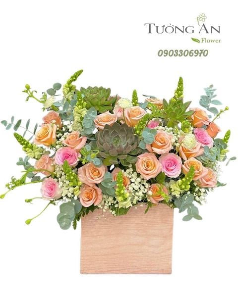 Hoa Cắm Hộp Đào Hồng An Nhiên - HCH69