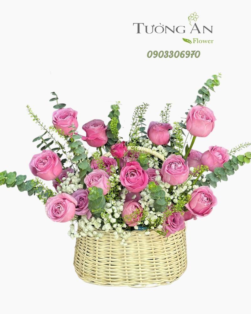  Giỏ Hoa Nét Hồng Thương Mến - GH05 