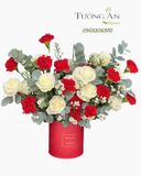  Hoa Cắm Hộp Sắc Đỏ Ân Tình- HCH55 