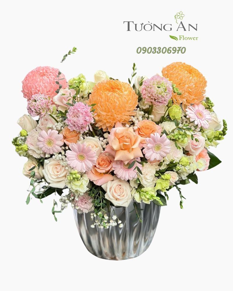  Hoa Cắm Hộp Đào Hồng Mơ Nắng - HCH76 