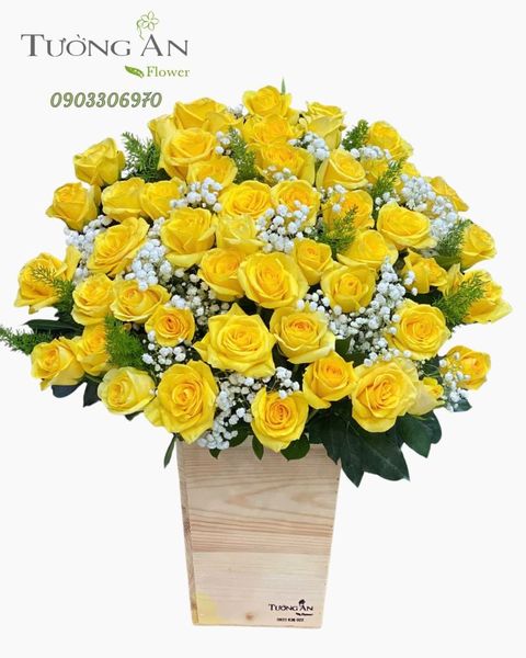 Hoa Cắm Hộp Ánh Vàng Phát Lộc - HCH64