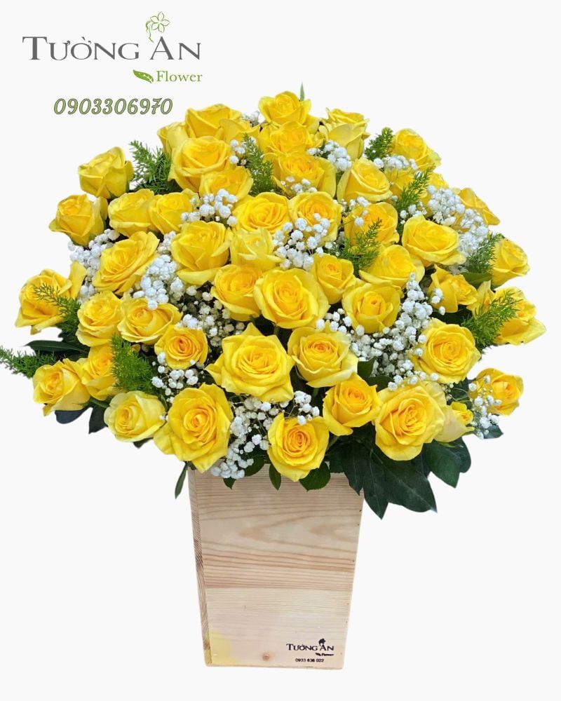  Hoa Cắm Hộp Ánh Vàng Phát Lộc - HCH64 