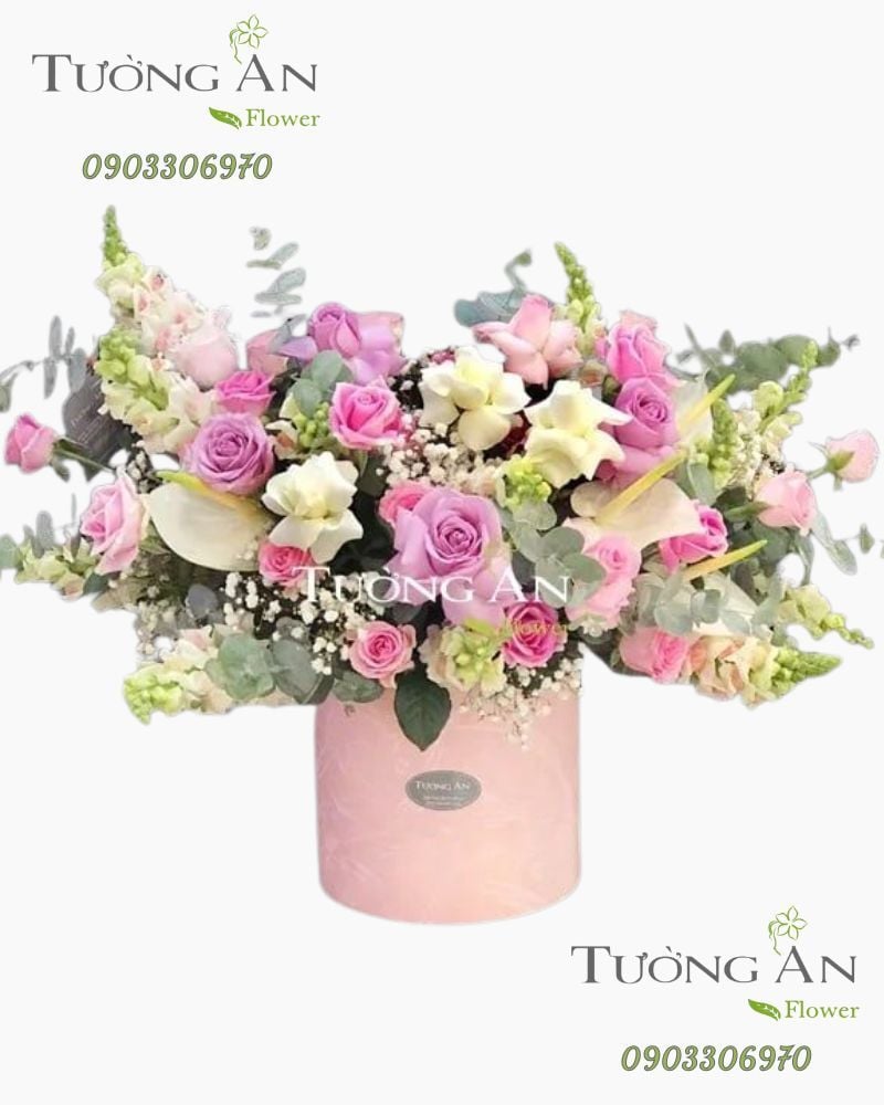  Hoa Cắm Hộp Gửi Hạnh Phúc - A248 