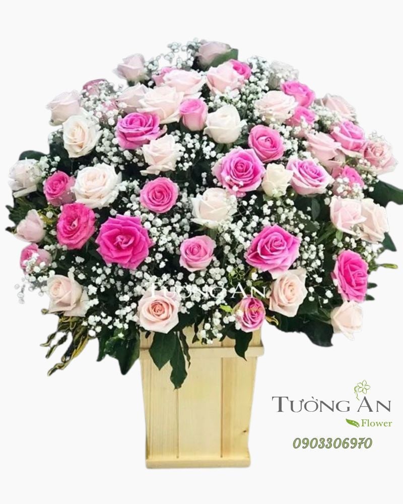  Hoa Cắm Hộp Hồng Xinh - A145 