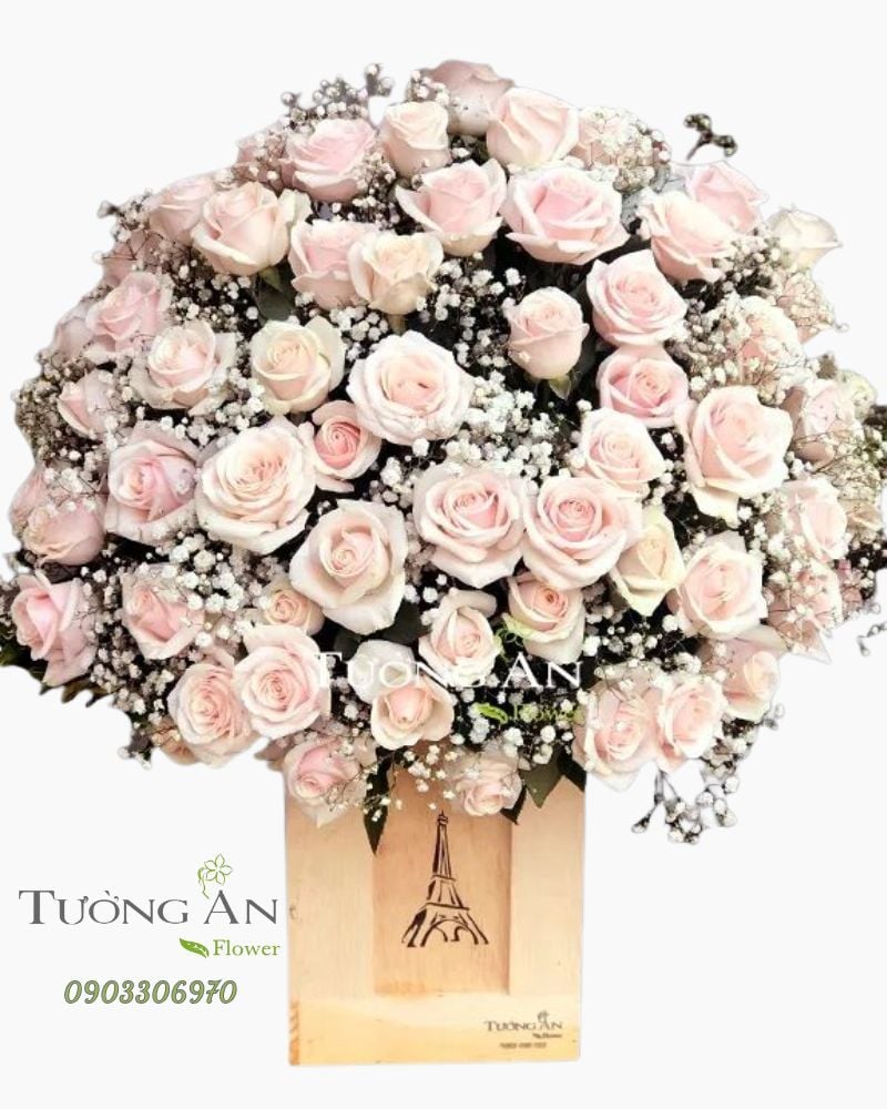  Hoa Cắm Hộp Nụ Hồng Ban Mai - A245 