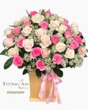 Hoa Cắm Hộp Sắc Hồng - A140 
