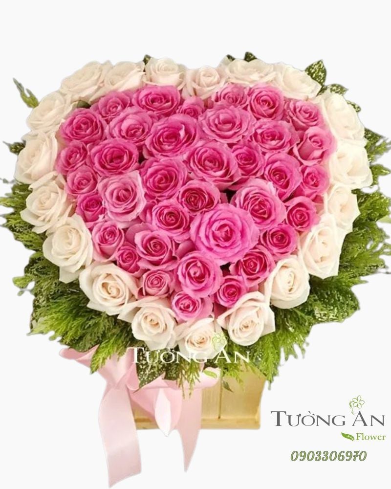  Hoa Cắm Hộp Trái Tim Tình Yêu - A246 
