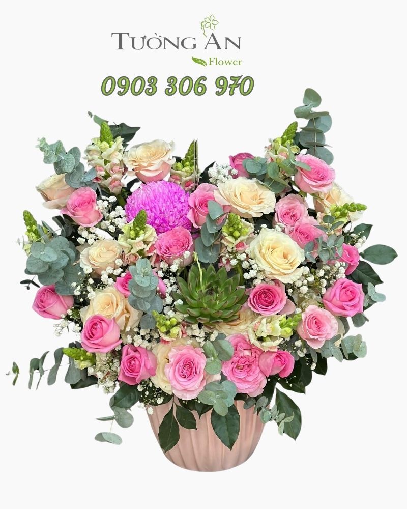  Hoa Cắm Hộp Hồng Vân An Nhiên - HCH14 