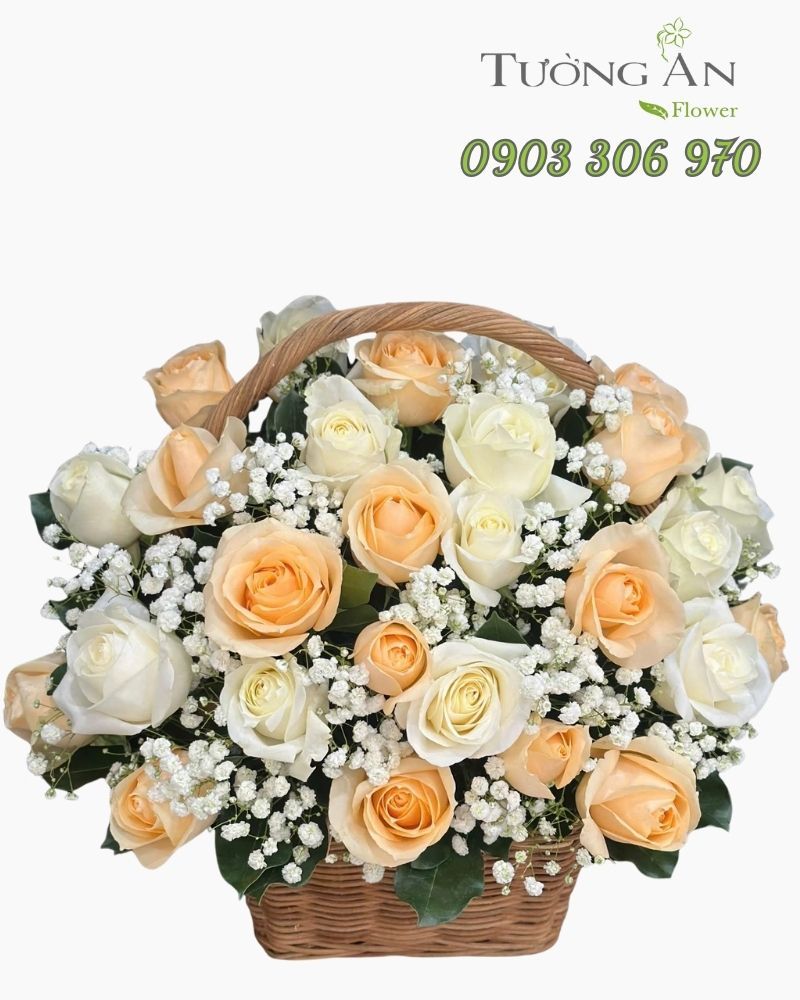  Giỏ Hoa Kem Dịu Yêu Thương - GH02 